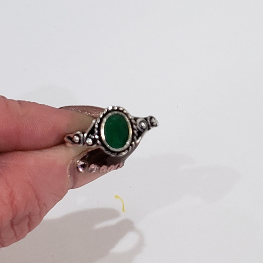 Emerald Gemstone 925 Silver Handmade Vintage Anti… - image 3